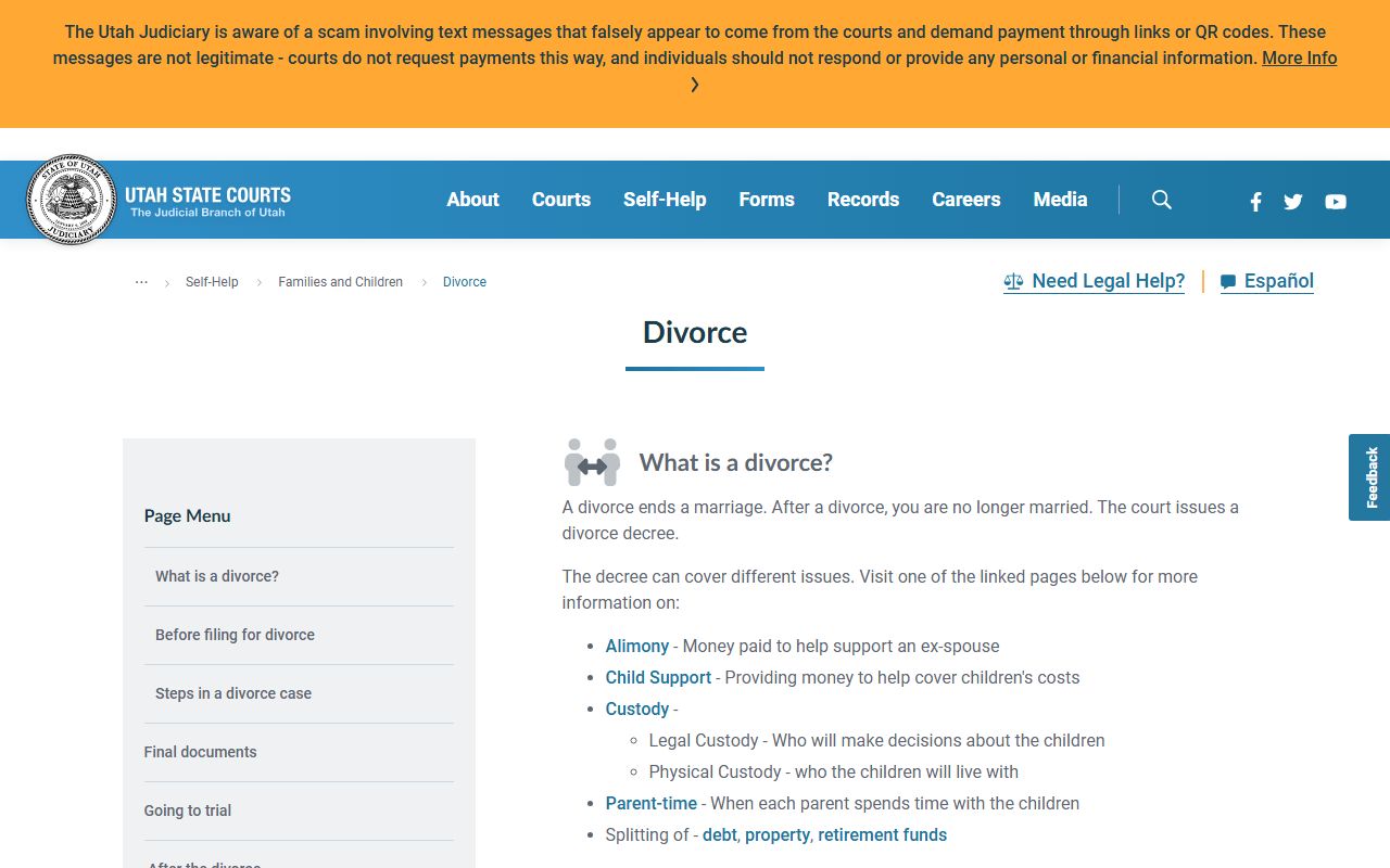 Utah Courts divorce self-help for the Salt Lake County District Court