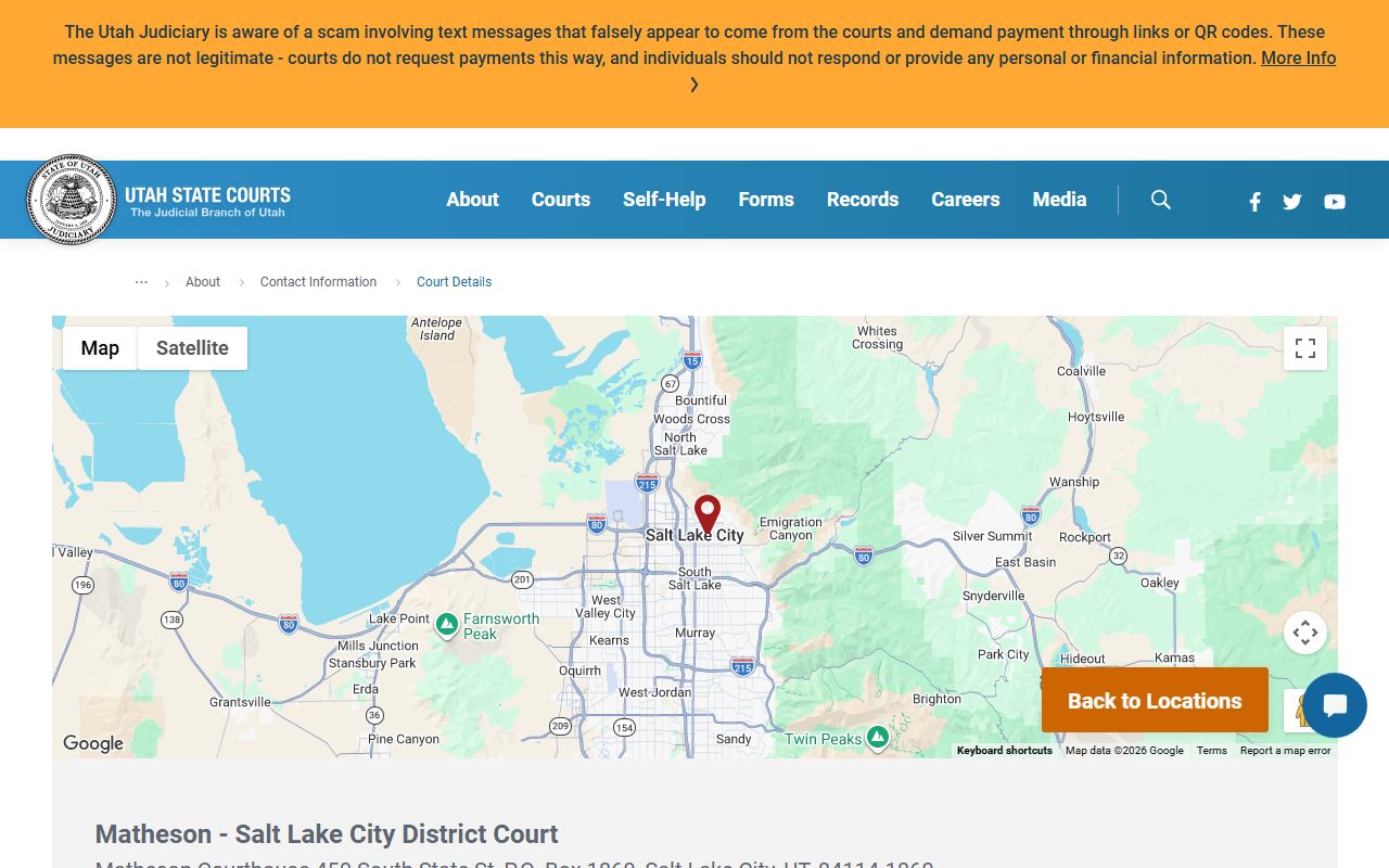 Scott M. Matheson Courthouse for Salt Lake County court records