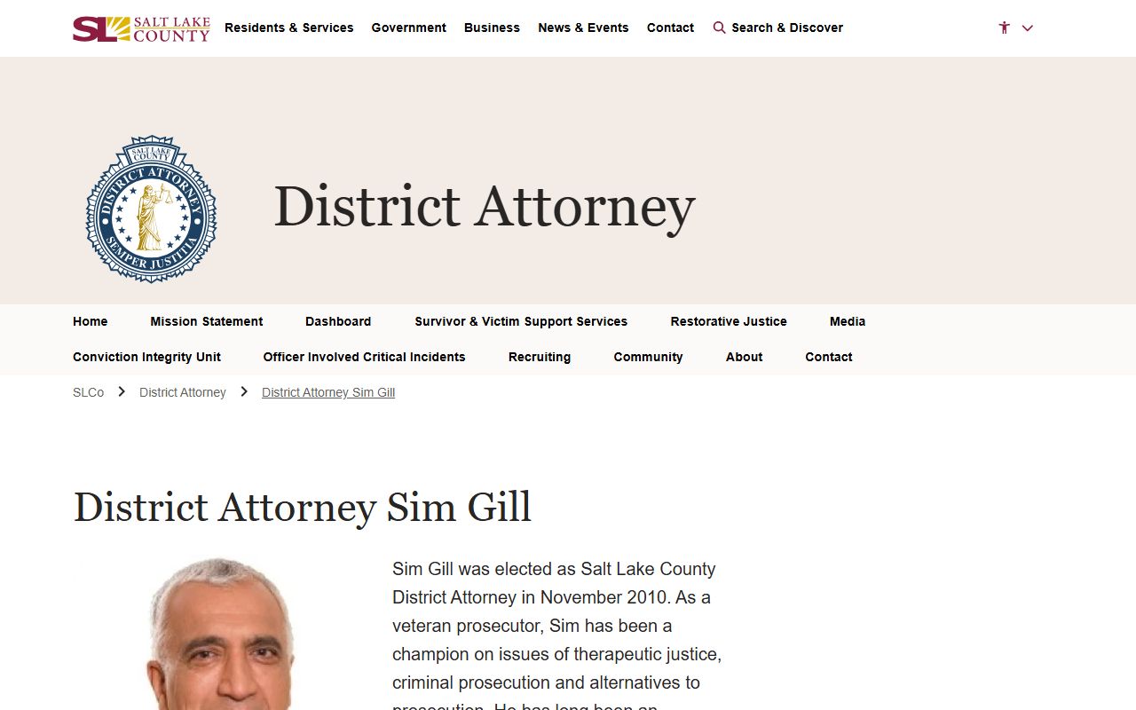 Salt Lake County District Attorney page tied to DUI traffic court records