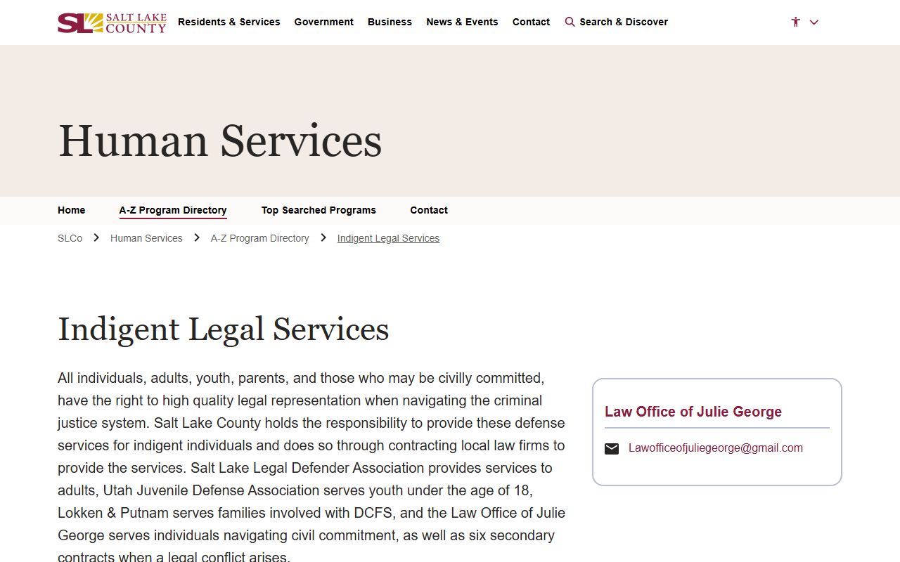 Salt Lake County indigent legal services for traffic court records cases