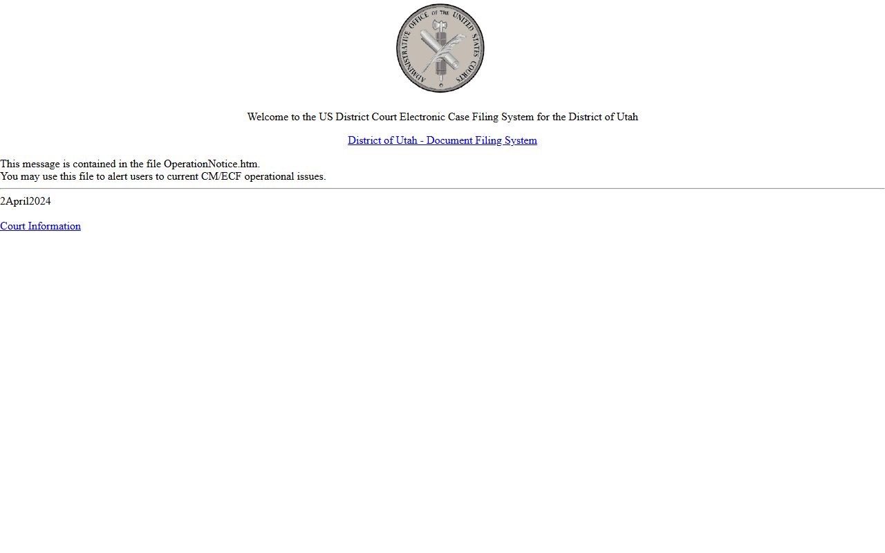 District of Utah CM/ECF system noted in Salt Lake County warrant research