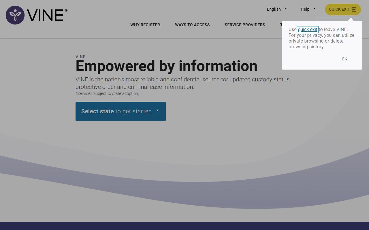 VINELink victim notification linked from Salt Lake County warrant resources